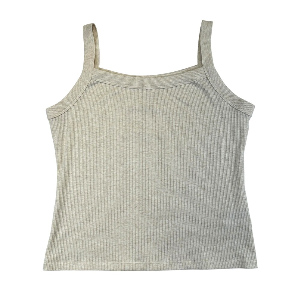 American Eagle Outfitters Tank Top Womens XL Beige Ribbed Square Neck Basic